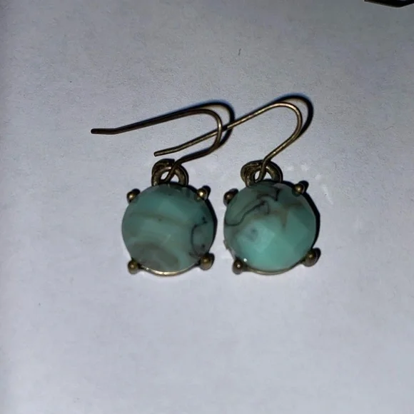 2 pairs! Boho wood and bead tassel earrings & blue green aquamarine earrings - Picture 5 of 6